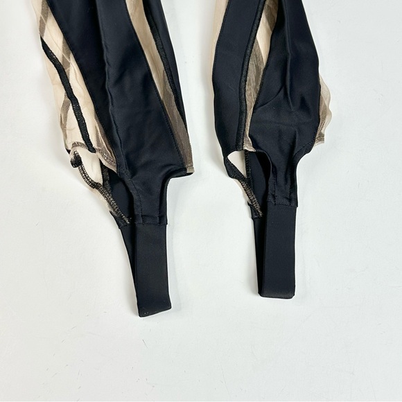 Mugler Sheer Panels Black & Tan Spiral Stirrup Leggings Size 40 / US 8 N… - Picture 6 of 13